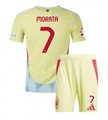 Spanien Alvaro Morata #7 Replika Babytøj Udebanesæt Børn EM 2024 Kortærmet (+ Korte bukser)